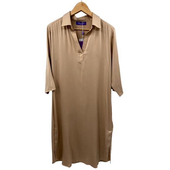 Nouvelle Dresses & Skirts - Nouvelle Silk 95 M Washable Stretch Silk Henley Fiji Dress